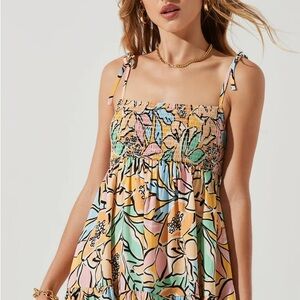 ASTR the label papaya tropical Marlene midi dress
